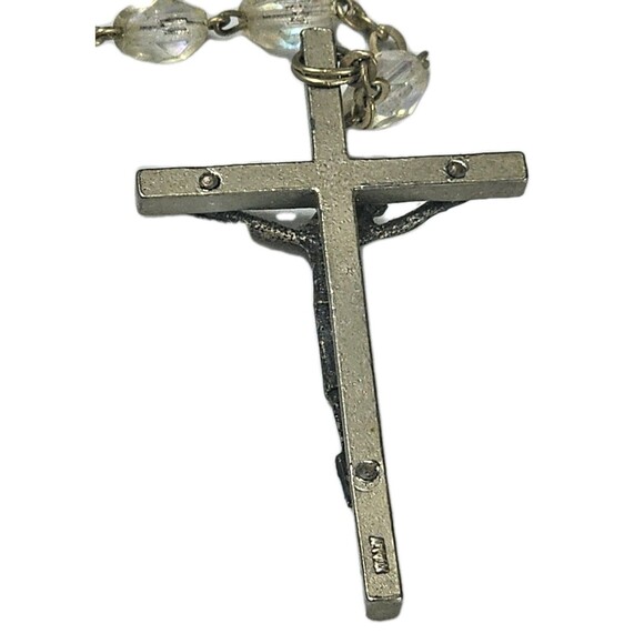 Vintage Crystal Glass Bead Catholic Rosary with Jesus Crucifix & Virgin Mary - Picture 5 of 14